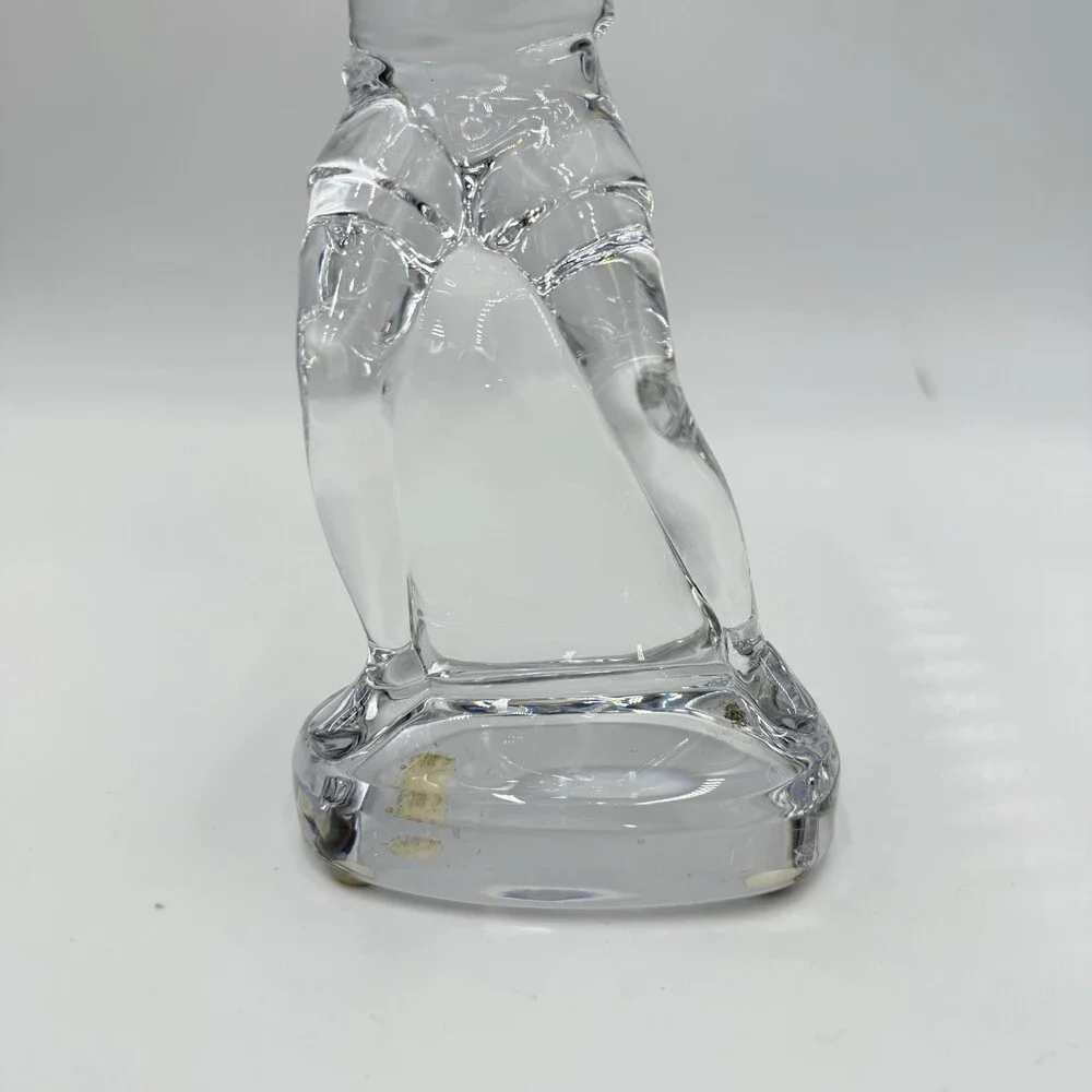 Baccarat France Crystal Tennis Player 9.5” Statue Figurine Clear Signed Vintage
